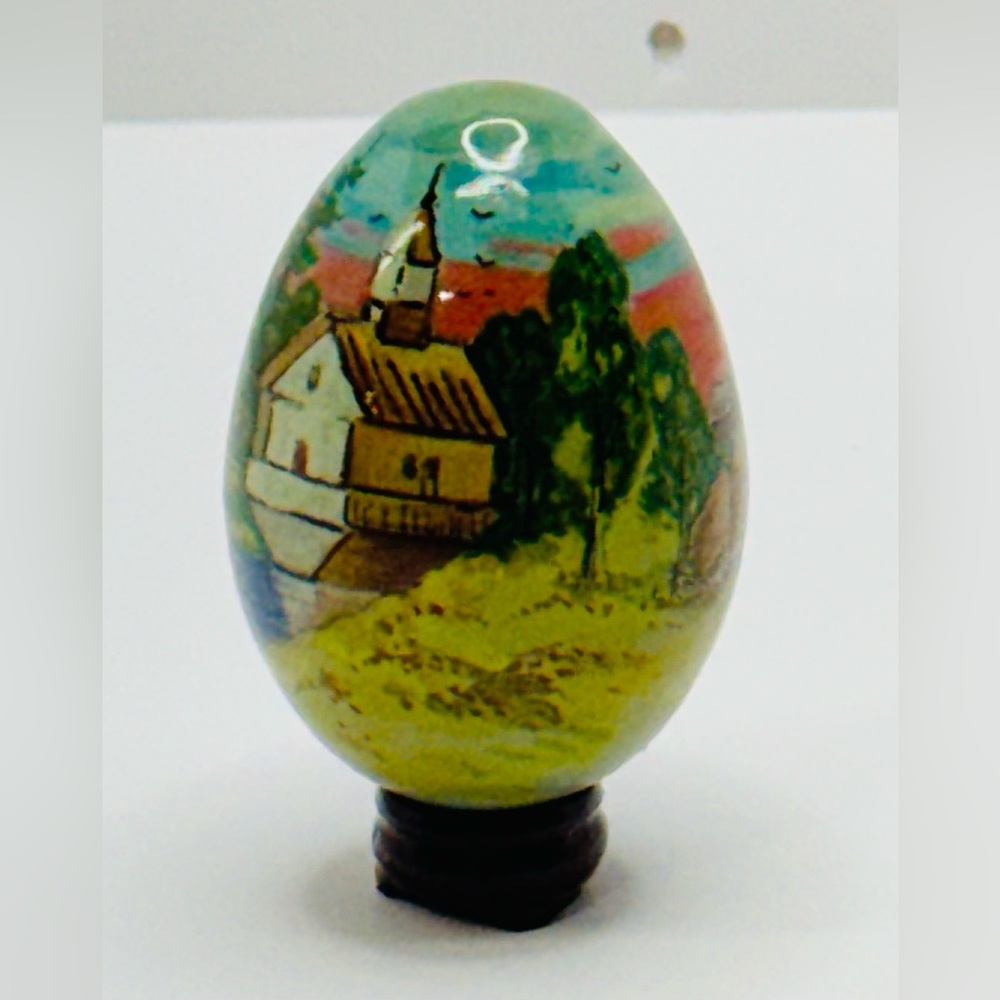 Vintage Hand-Painted Russian Wooden Egg